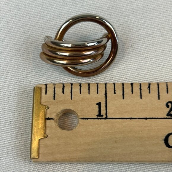 Vintage Tube Earrings Round Design Gold Silver Tone 80s Geometric - Picture 7 of 7